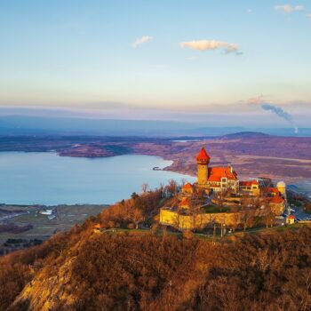 Neo-Gothic castle Hněvín at sunset