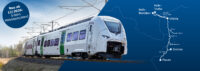 Abbildung eines Zuges und des Streckennetzes des S-Bahn Mitteldeutschland Netzes ab Dezember 2026