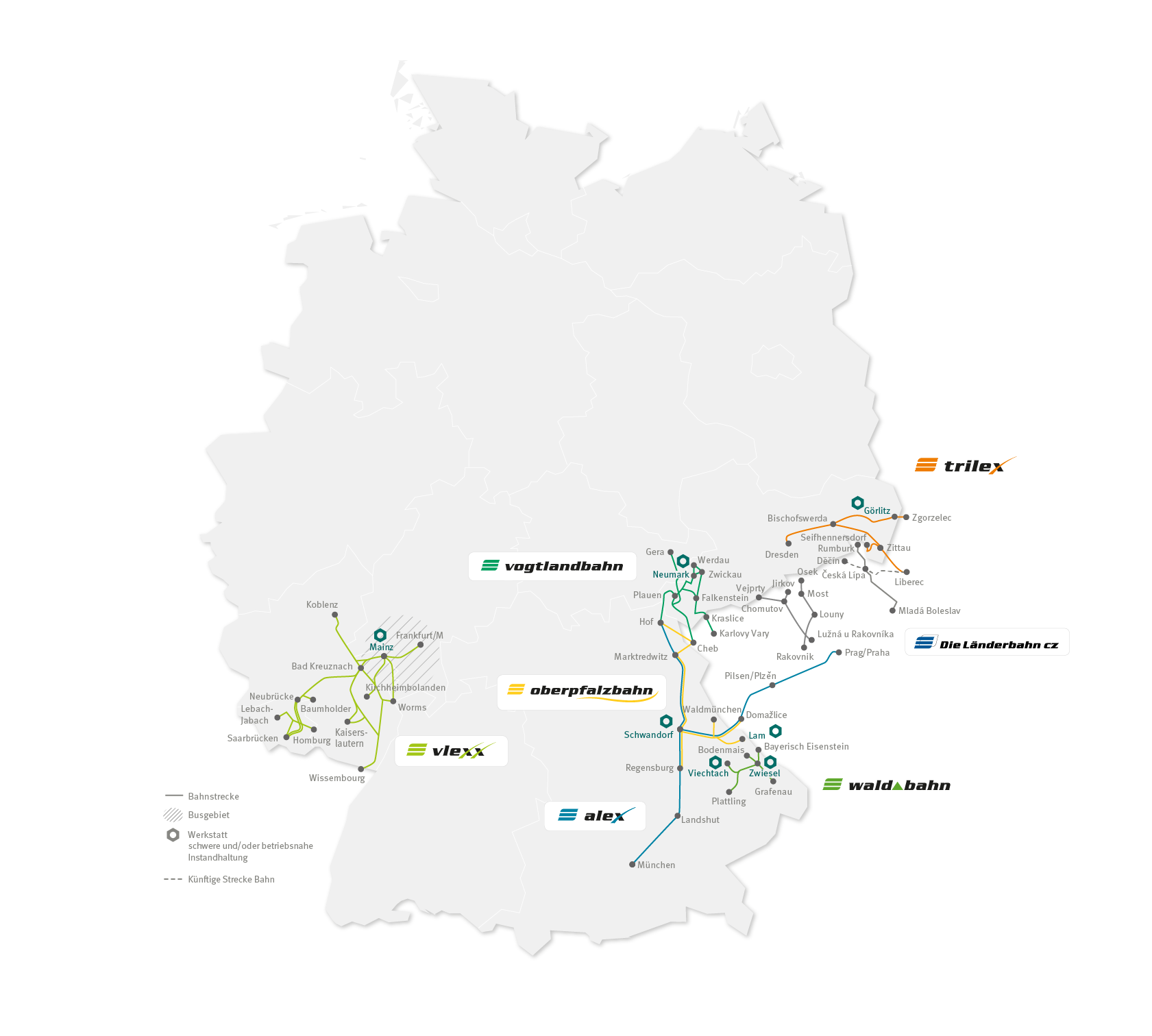 Streckennetz der Länderbahn