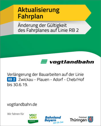 Verlängerung der Bauarbeiten auf der Linie RB 2 zwischen Oelsnitz und Adorf