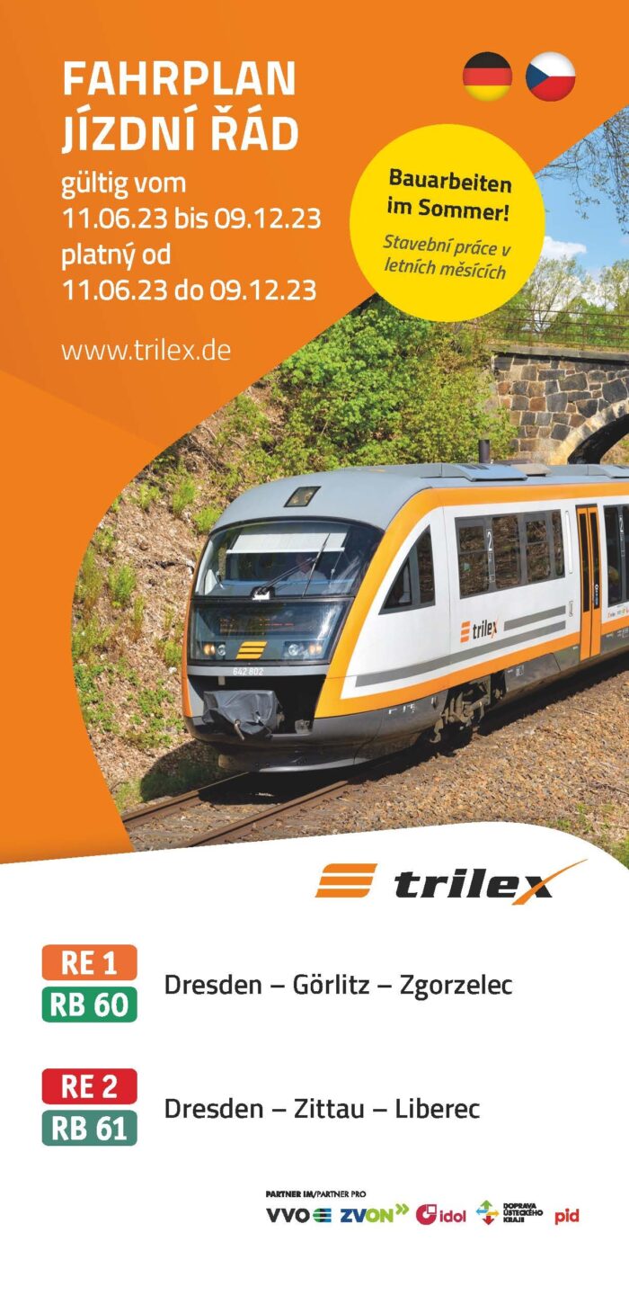 Fahrplanbroschüre des trilex ab Juni 2023
