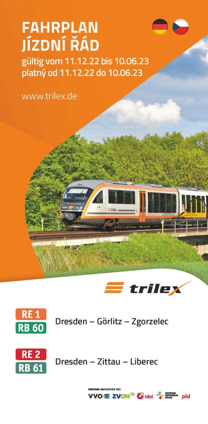 Fahrplanbroschüre TRILEX | Linie RE1/RB60 & RE2/RB61 | gültig ab 11.12.2022