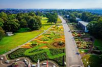 Luftaufnahme grosses Blumenbeet im egapark