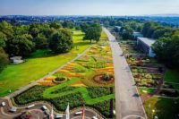 Luftaufnahme großes Blumenbeet im egapark