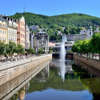 Stadtansicht Karlovy Vary Fluss