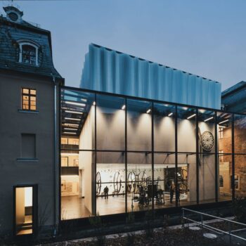 Außenansicht der Fabrik der Fäden in Plauen