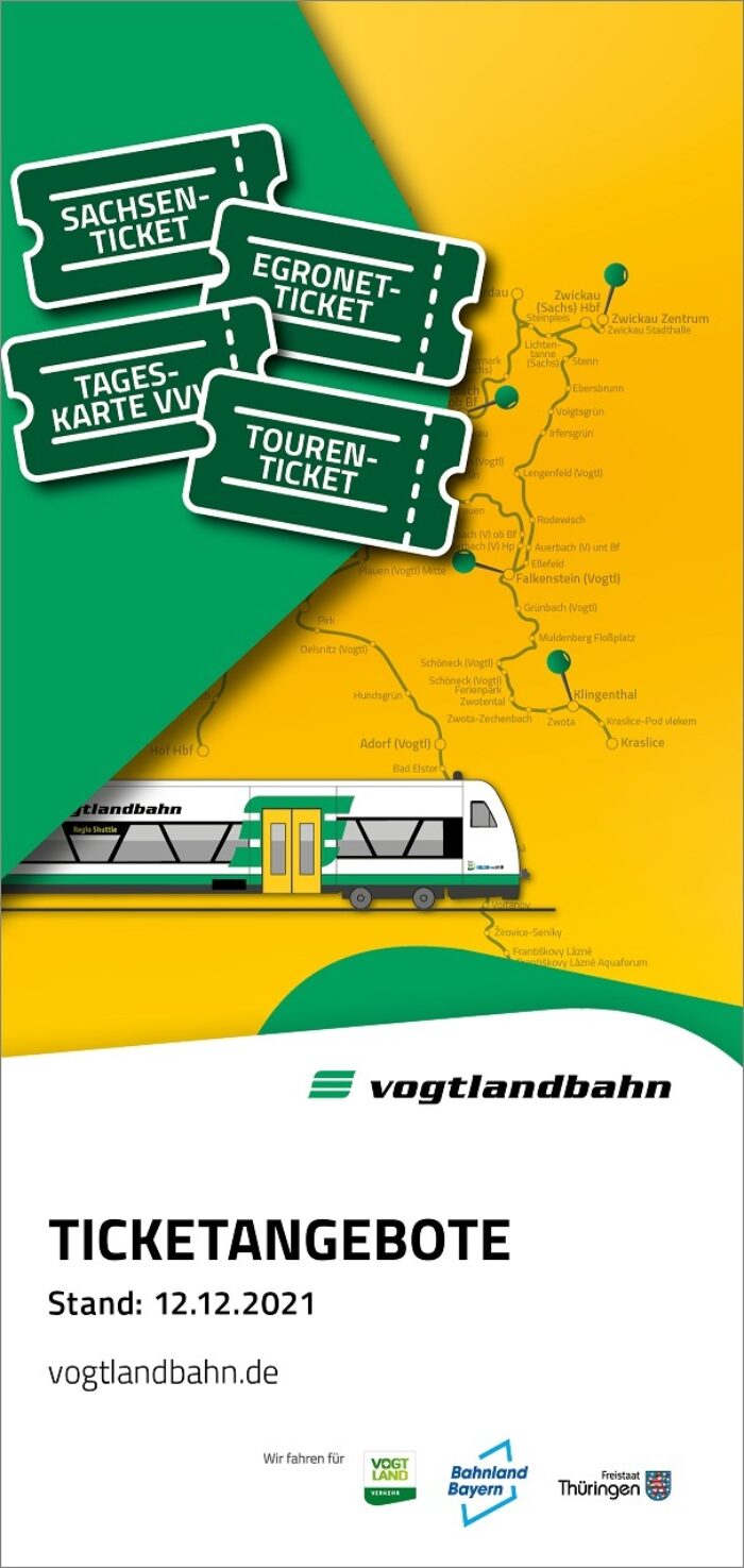 Flyer TICKETANGEBOTE Vogtlandbahn | Stand: 12.12.2021