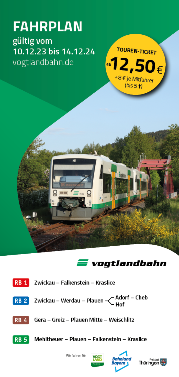 Fahrplanbroschüre Vogtlandbahn | gültig ab 10.12.2023