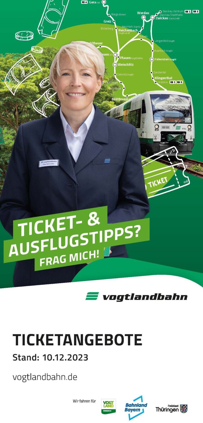 Flyer TICKETANGEBOTE Vogtlandbahn | Stand: 10.12.2023