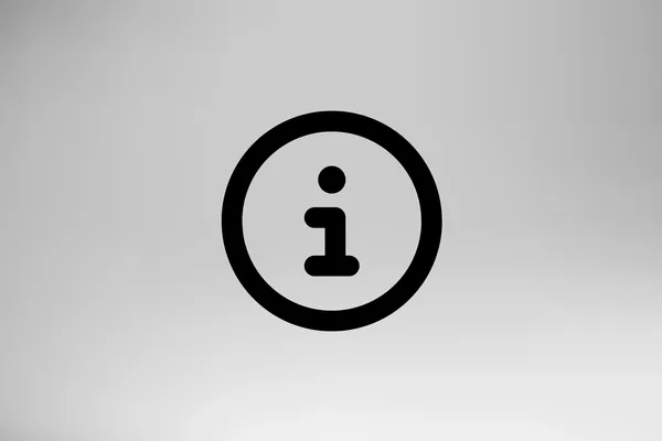 Abgebildet wird ein schwarzes Infozeichen auf grauem Hintergrund.
