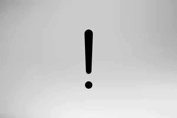 Abgebildet wird ein Ausrufezeichen in schwarz auf hellgrauem Hintergrund