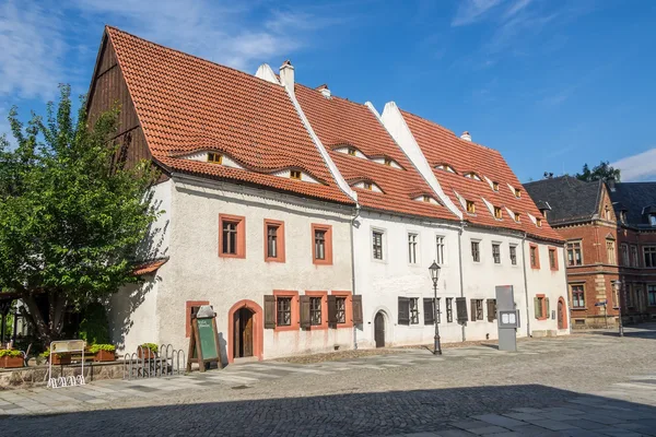 Das Bild zeigt die Priesterhäuser in Zwickau in der Nähe des Zwickauer Doms.