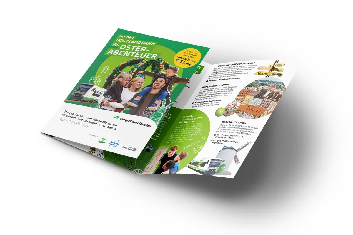 Das Bild zeigt einen Flyer, der über die Osterfeierlichkeiten im Vogtland informiert.