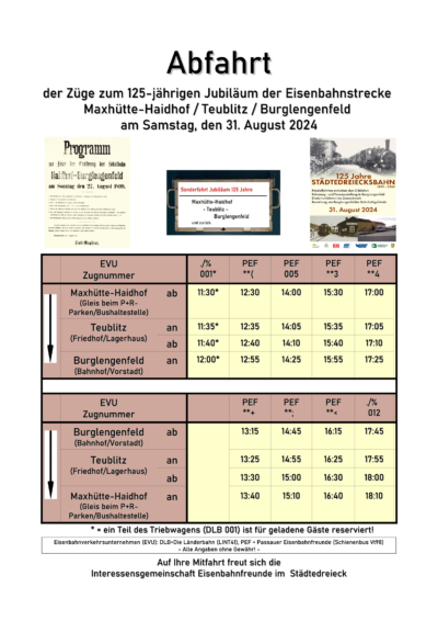 Informationen zum Fahrplan Städtedreieck Maxhütte-Haidhof, Teublitz, Burglengenfeld