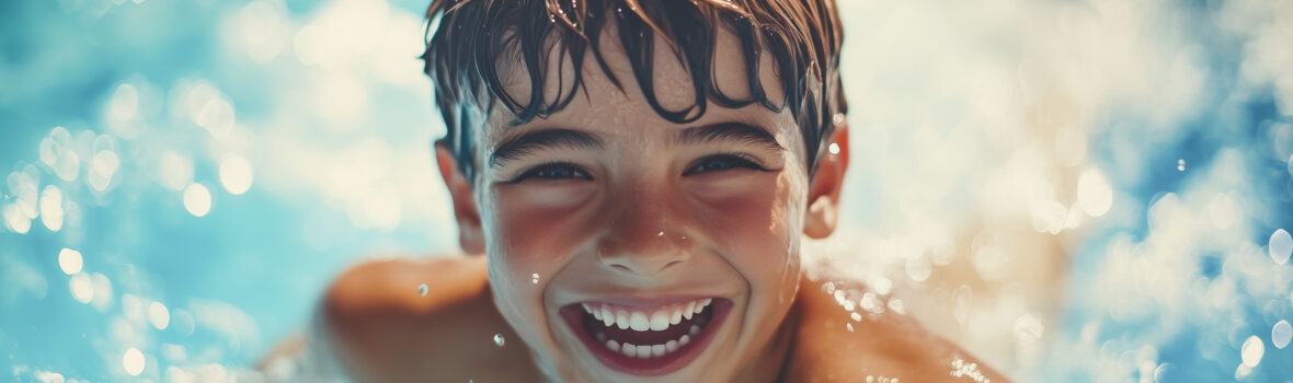 Kind spielt im Aquapark Wroclaw