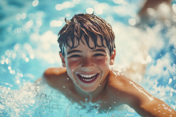 Kind spielt im Aquapark Wroclaw