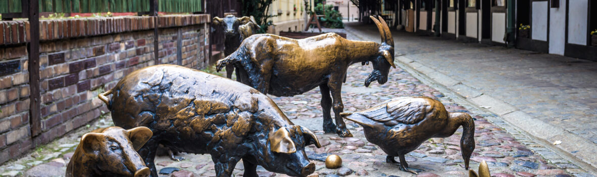 Tierstatuen in der Jatki-Straße in Wroclaw