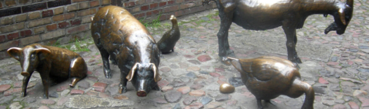 Tierstatuen in der Jatki-Straße in Wroclaw