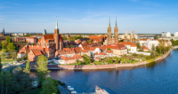 Die Stadt Breslau aus der Vogelperspektive.