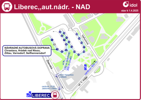 Liberec, aut. nadr., Lageplan