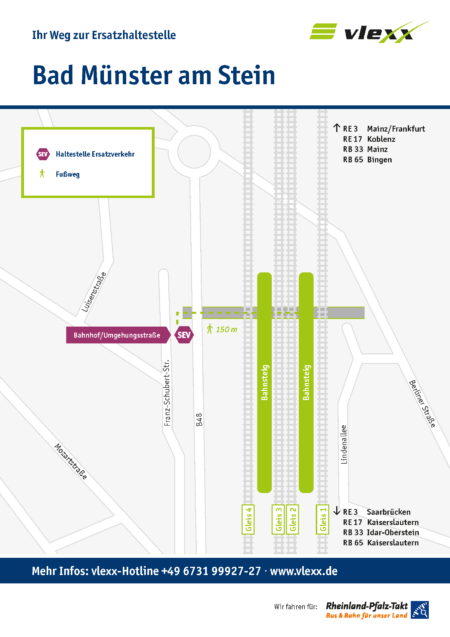 Bad Muenster am Stein Bahnhof Umgehungsstrasse Ersatzhaltestelle