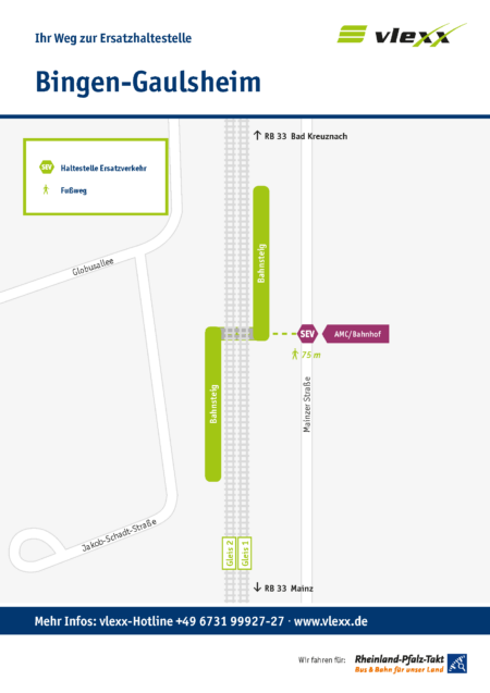 Bingen Gaulsheim AMC Bahnhof Ersatzhaltestelle