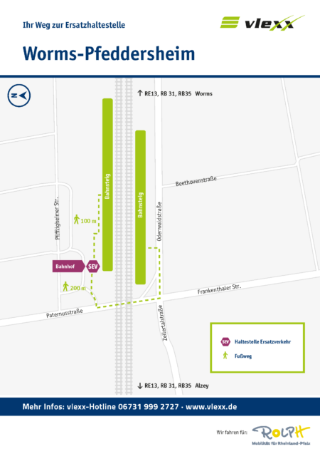 Worms Pfeddersheim Bahnhof Ersatzhaltestelle